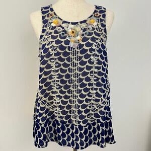 Moulinette Soeurs Sleeveless Top Women’s Sz M Saffron Beaded Tank Embellished